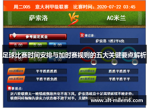 足球比赛时间安排与加时赛规则的五大关键要点解析